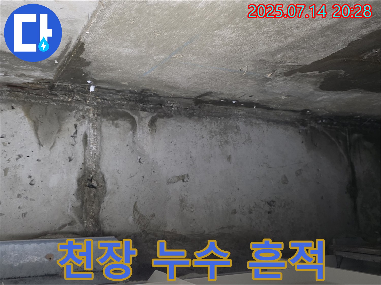 남양주 오남읍 두산아파트 천장 누수 현장 - 누수로 인한 얼룩과 물 자국
