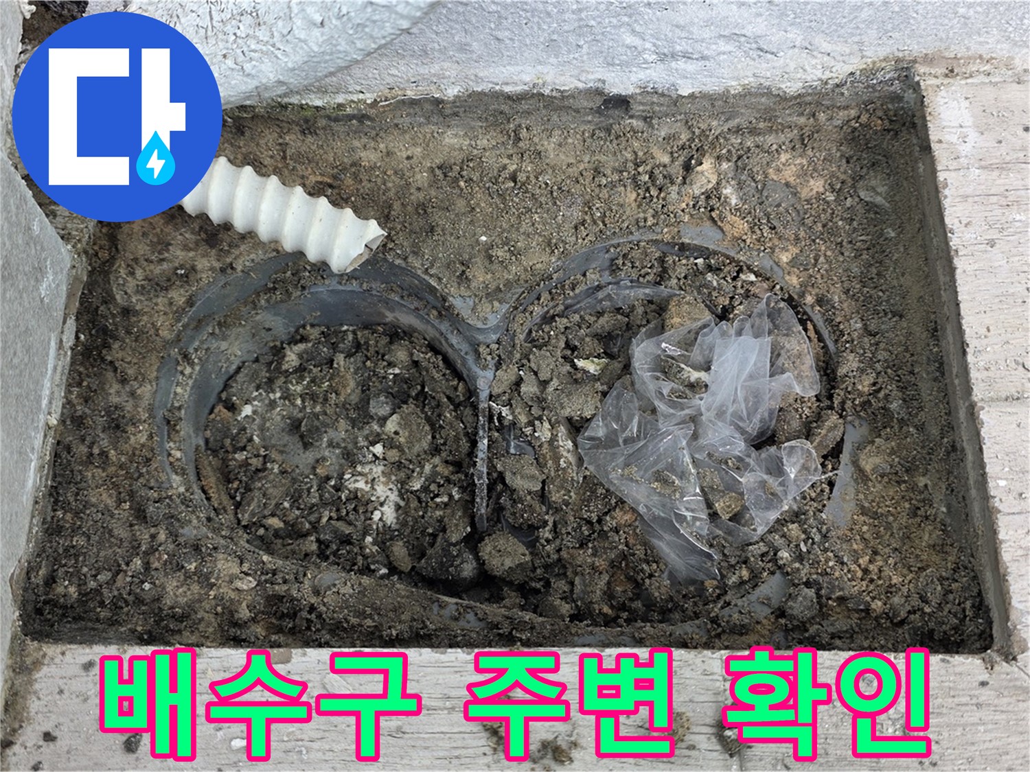 노원구 중계동 청구3차 아파트에서 건물 외부 배수구 주변 누수를 확인하고 있습니다 - 꼼꼼하게 살펴봅니다.