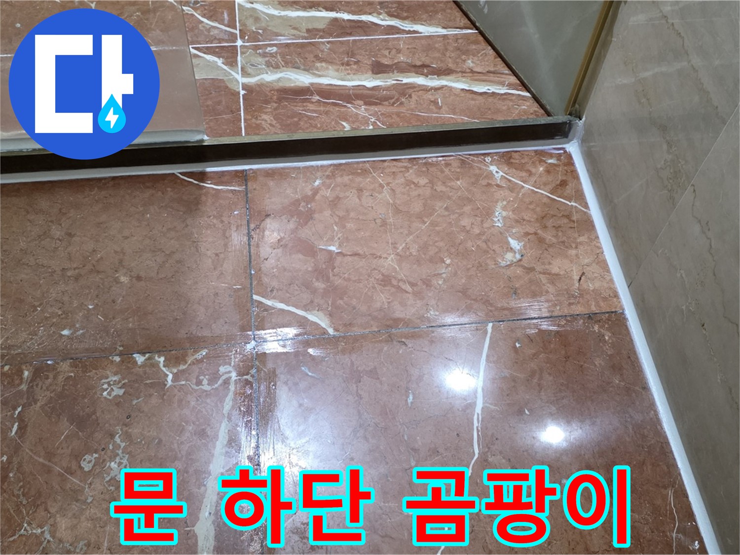 방배동 판테옹빌라 샤워부스 문 하단 실리콘 손상 - 곰팡이 제거 후 재시공