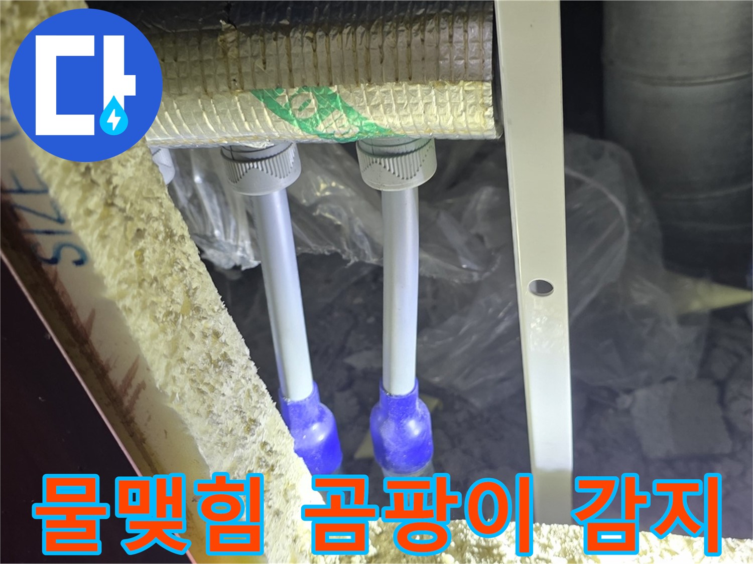 삼숭동 양주자이 누수 - 배관 연결 부속 주변 물맺힘 현상 및 곰팡이 발생 여부 감지
