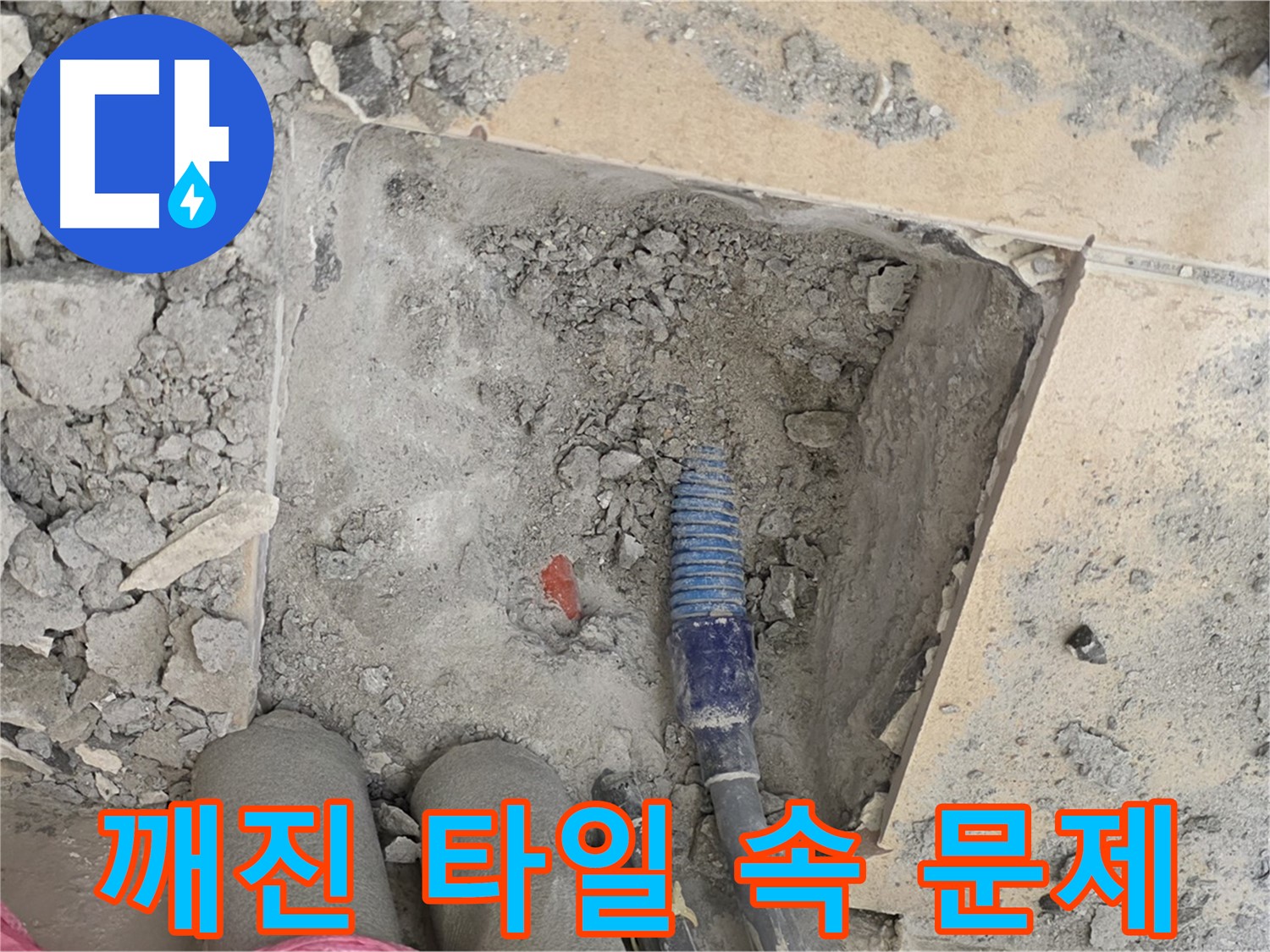 양주 삼숭동 자이아파트 누수 - 깨진 타일 안쪽에서 문제점 발견