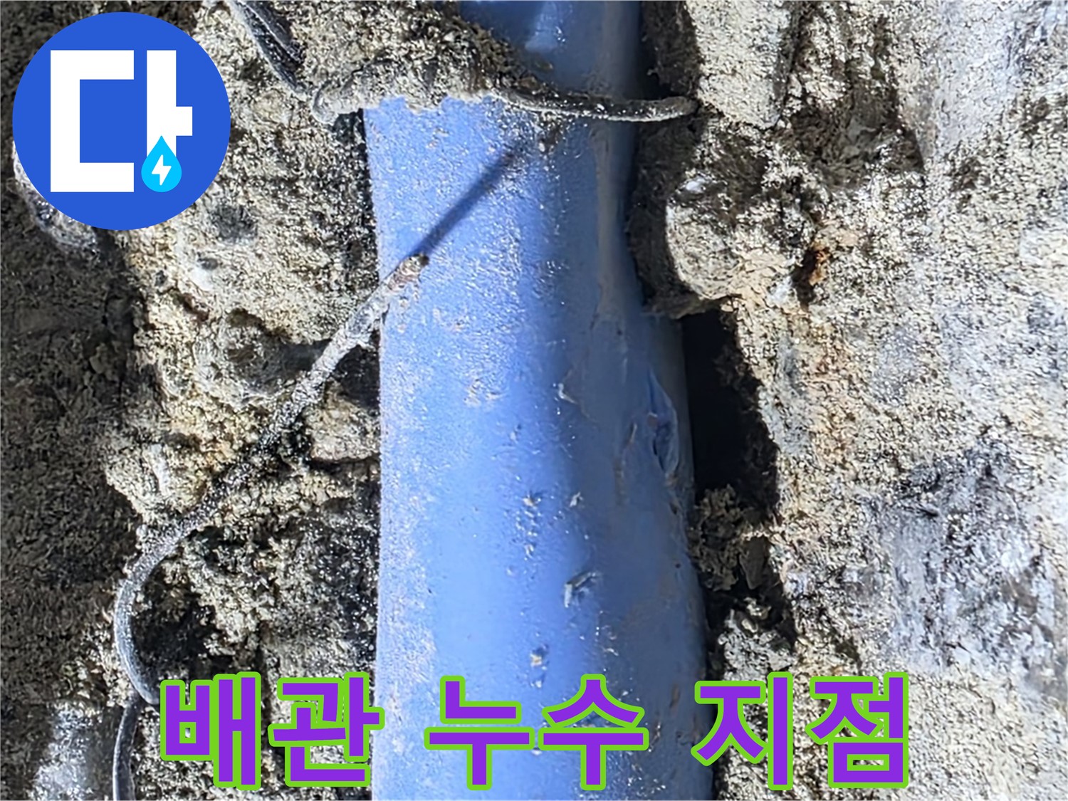 분당 쇳골로 누수 - 정확하게 찾아낸 배관 누수 지점을 클로즈업했습니다.