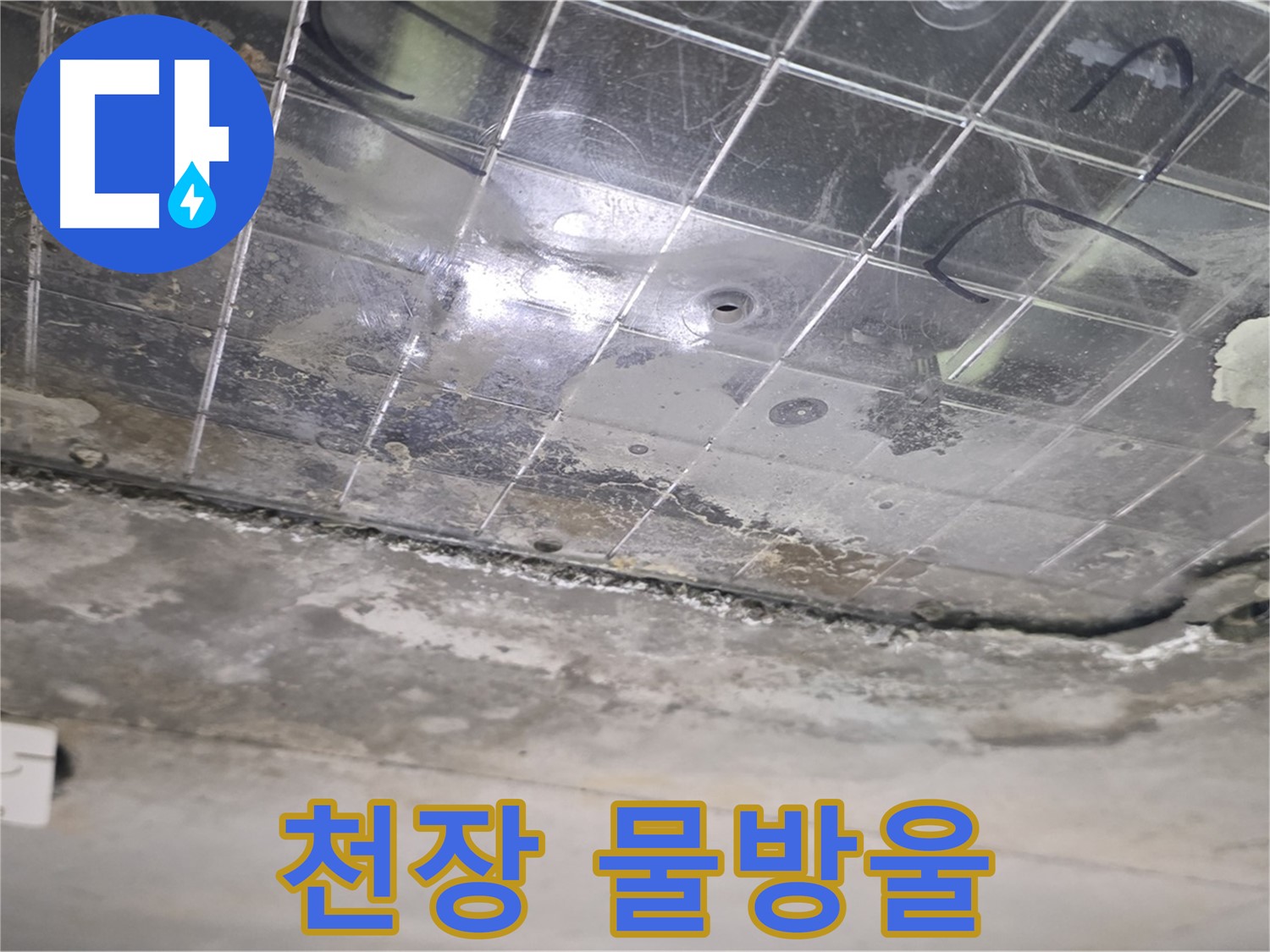 천장 물방울 - 천장에 물방울이 맺혀 떨어지고 있습니다.