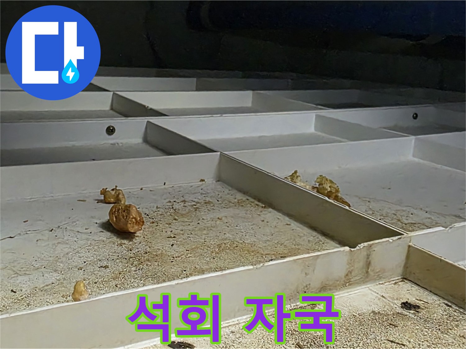 석회 자국 - 천장 누수 흔적과 석회 자국