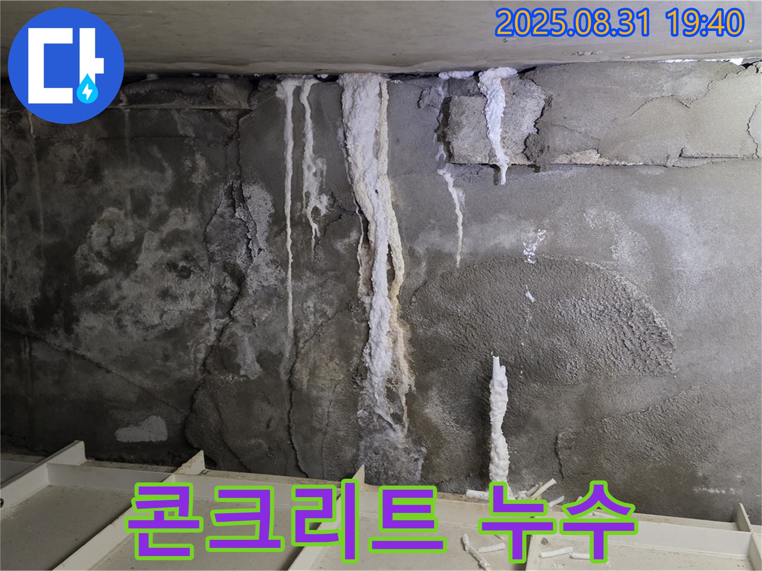 분당구 산운동 상가 건물 지하 누수 - 심각한 누수 흔적과 콘크리트 손상, 영업 피해 우려