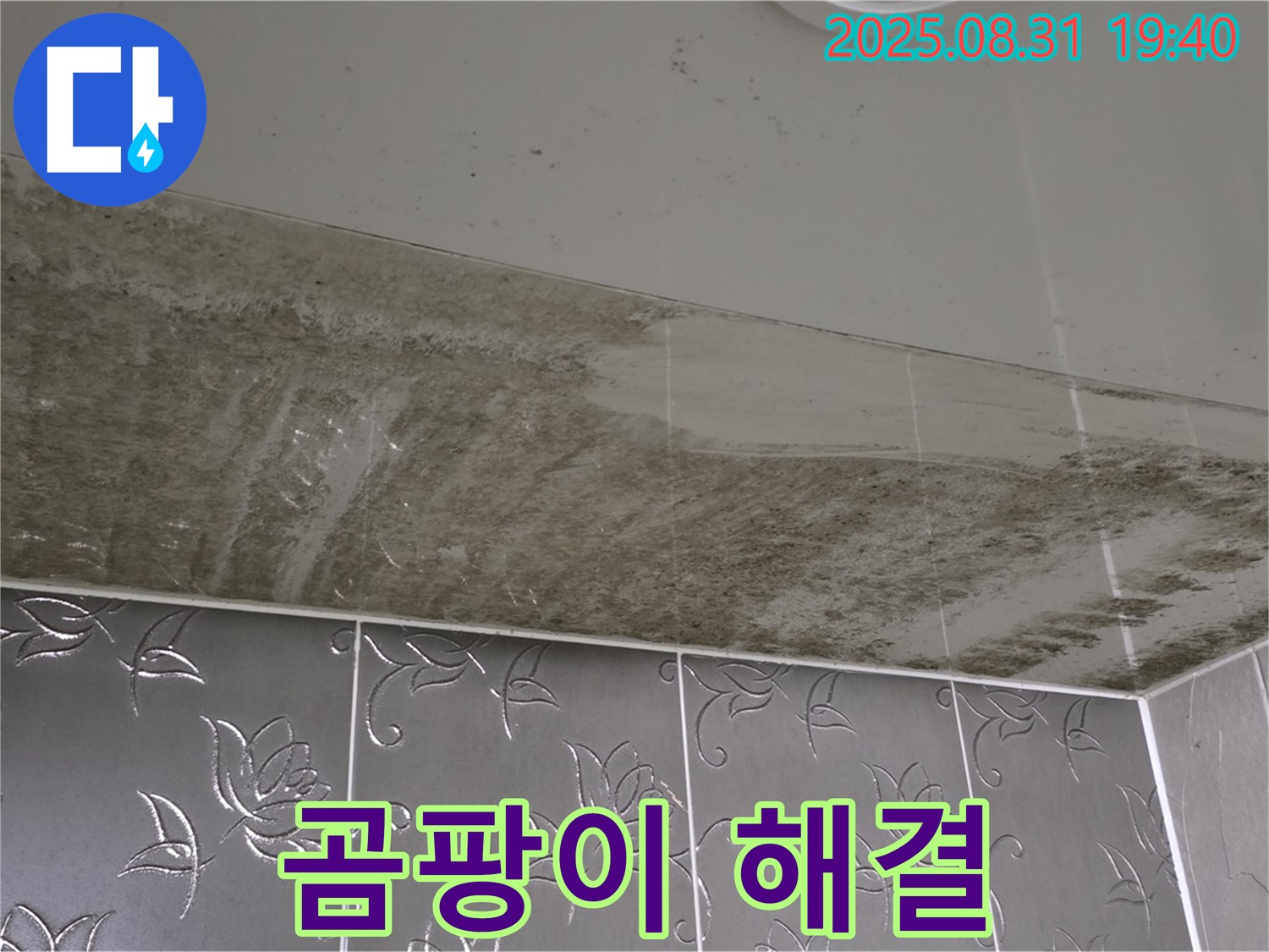 산운동 욕실 천장 - 누수와 곰팡이 해결 후 깨끗