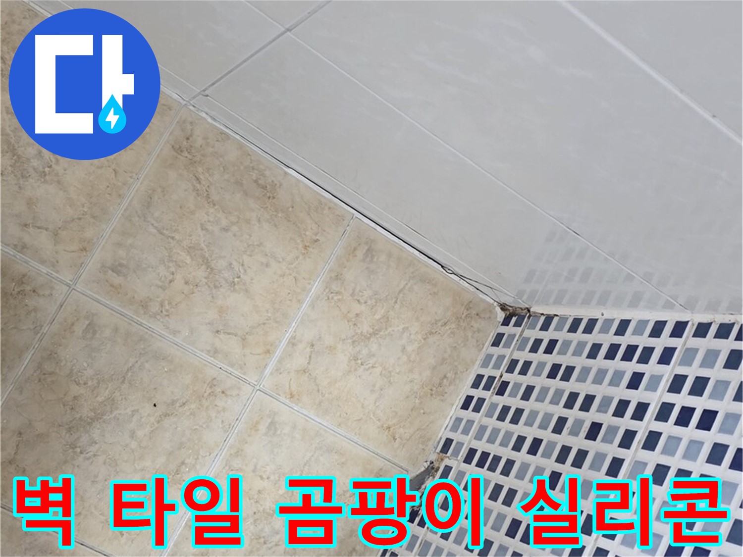 중랑구 묵동 욕실 벽 타일 사이 곰팡이 누수 - 곰팡이 제거 및 방수 실리콘 시공