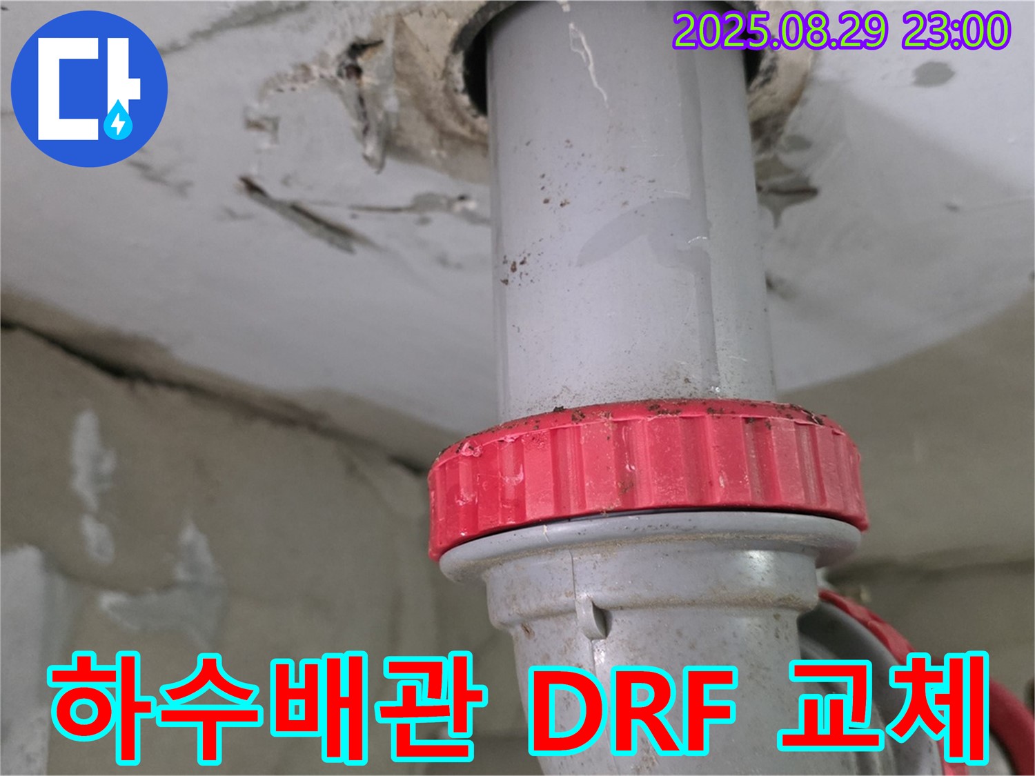 양주 백석 서광아파트 하수배관 누수 - 손상된 배관을 절단하고 DRF 부속으로 교체하는 꼼꼼한 시공 과정
