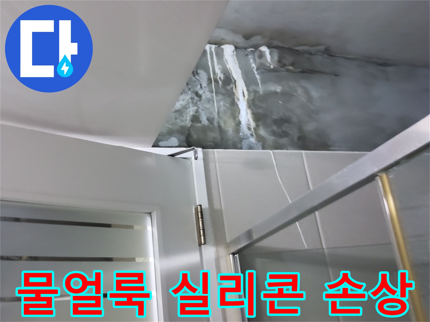 분당 산운로 아파트 샤워부스 벽면의 심각한 물얼룩과 실리콘 손상 집중 확인 - 누수 원인 진단