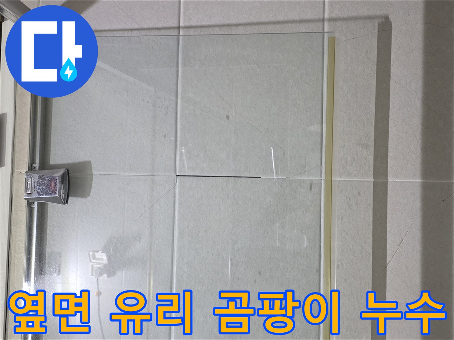 샤워부스 유리문과 옆면 유리 사이 곰팡이 발생 및 누수 해결 - 곰팡이 제거 및 실리콘 재시공