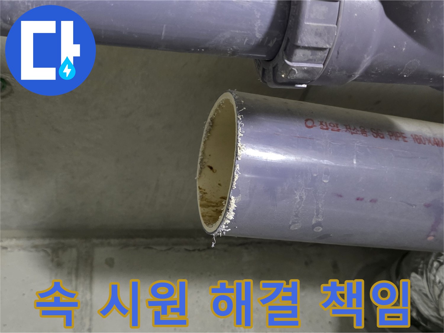 운중동 누수 현장 - 고객에게 텅 빈 배관 누수 문제 해결 과정을 친절하게 설명하는 전문가 - 속 시원하게 해결해 드리겠다는 약속입니다.