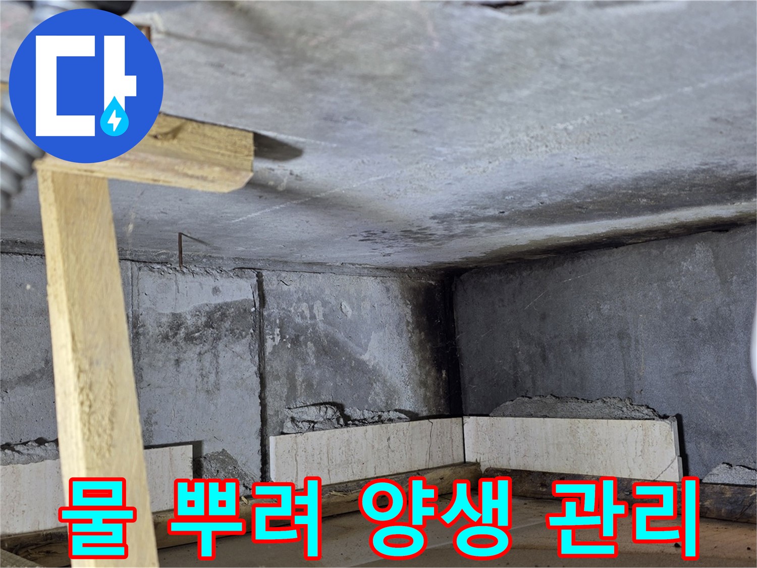 욕조 조적 양생 - 물 뿌려 촉촉하게 관리!