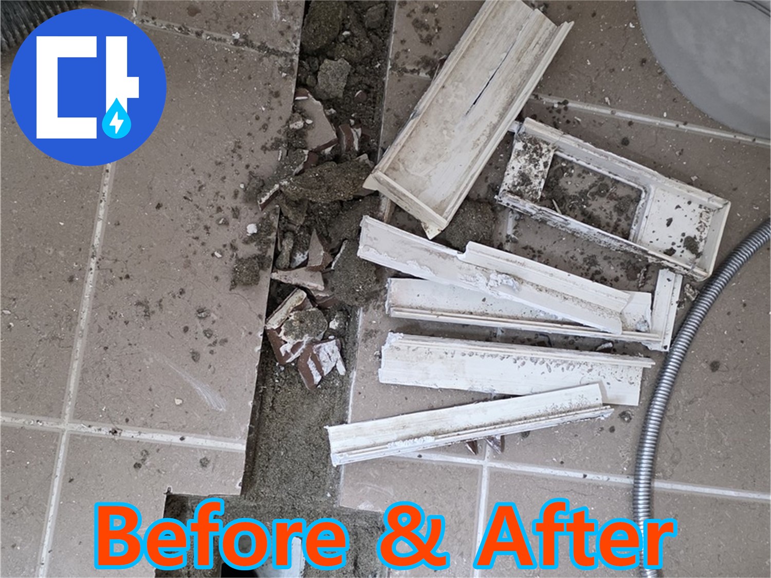 일동면 트랜치 철거 후 깨끗하게 청소된 배수구 주변 Before & After