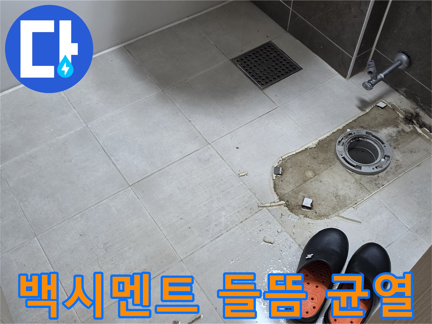 양주 옥정 율정마을 아파트 변기 누수 - 변기 하부 백시멘트의 들뜸 및 균열 상태를 점검합니다.