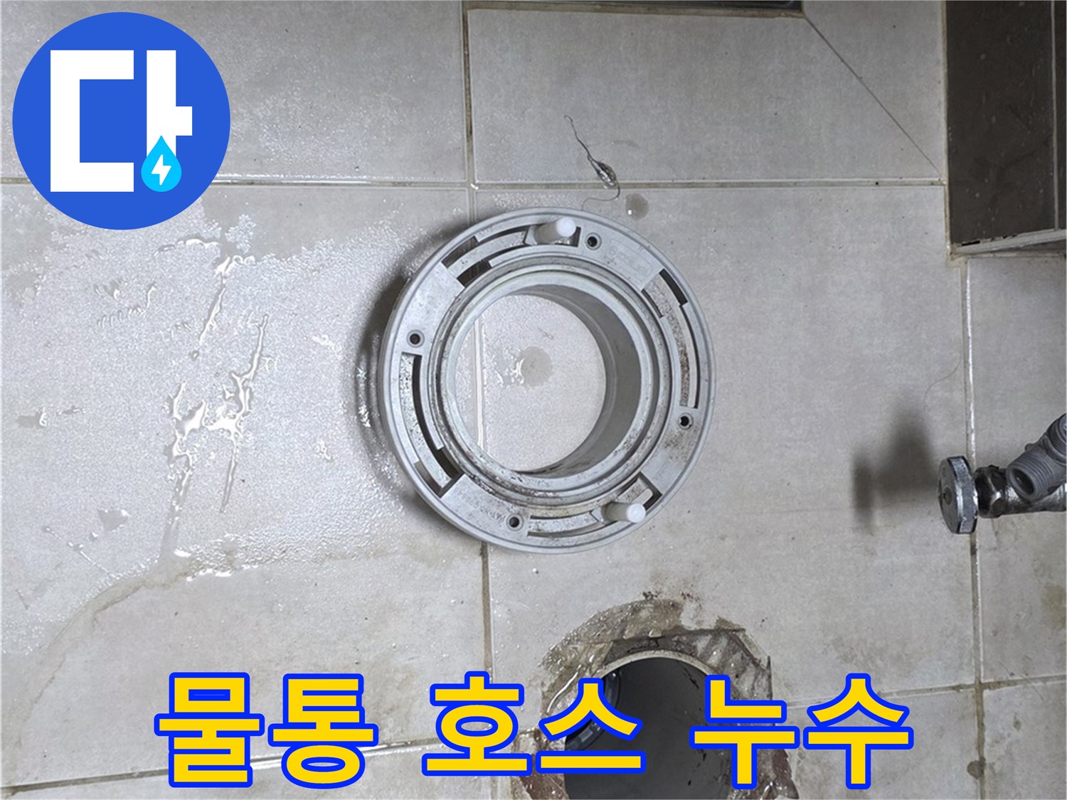 옥정동 율정마을 아파트 변기 누수 - 변기 물통 연결 호스에서 물이 뚝뚝 떨어지는 모습
