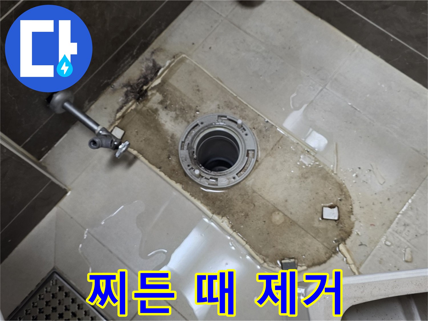 옥정동 율정마을 아파트 변기 누수 - 철거 후 배관 주변 찌든 때 제거 작업 진행