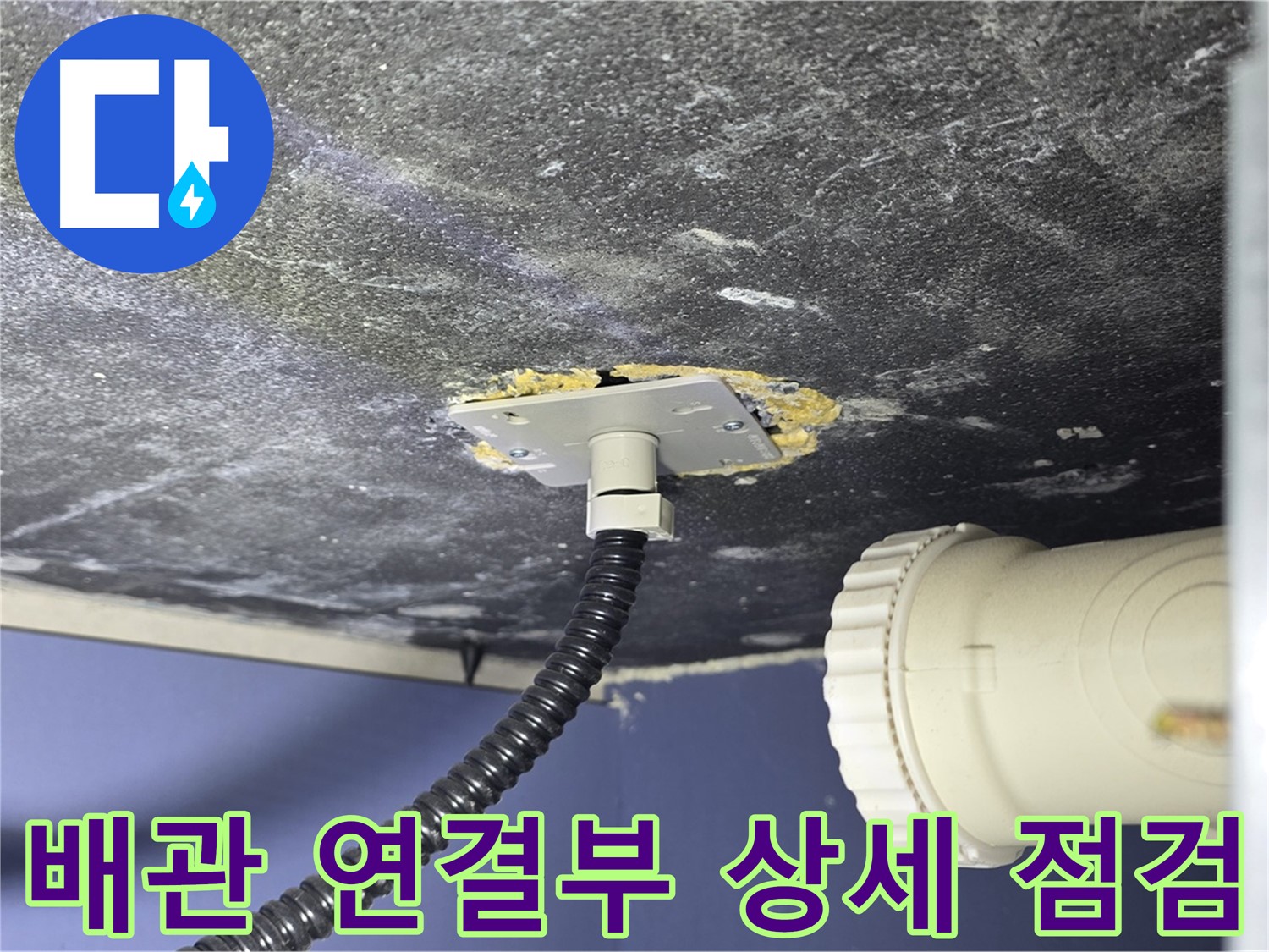 운정어반프라임 욕실 누수 - 배관 연결부 상태를 상세하게 점검하는 모습