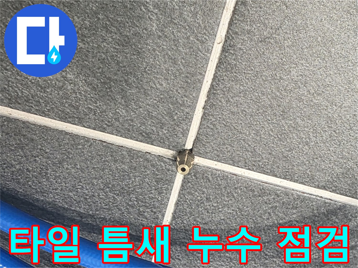 파주시 동패동 운정어반프라임 아파트 누수 - 타일 틈새의 누수 여부를 꼼꼼하게 점검하는 모습입니다.