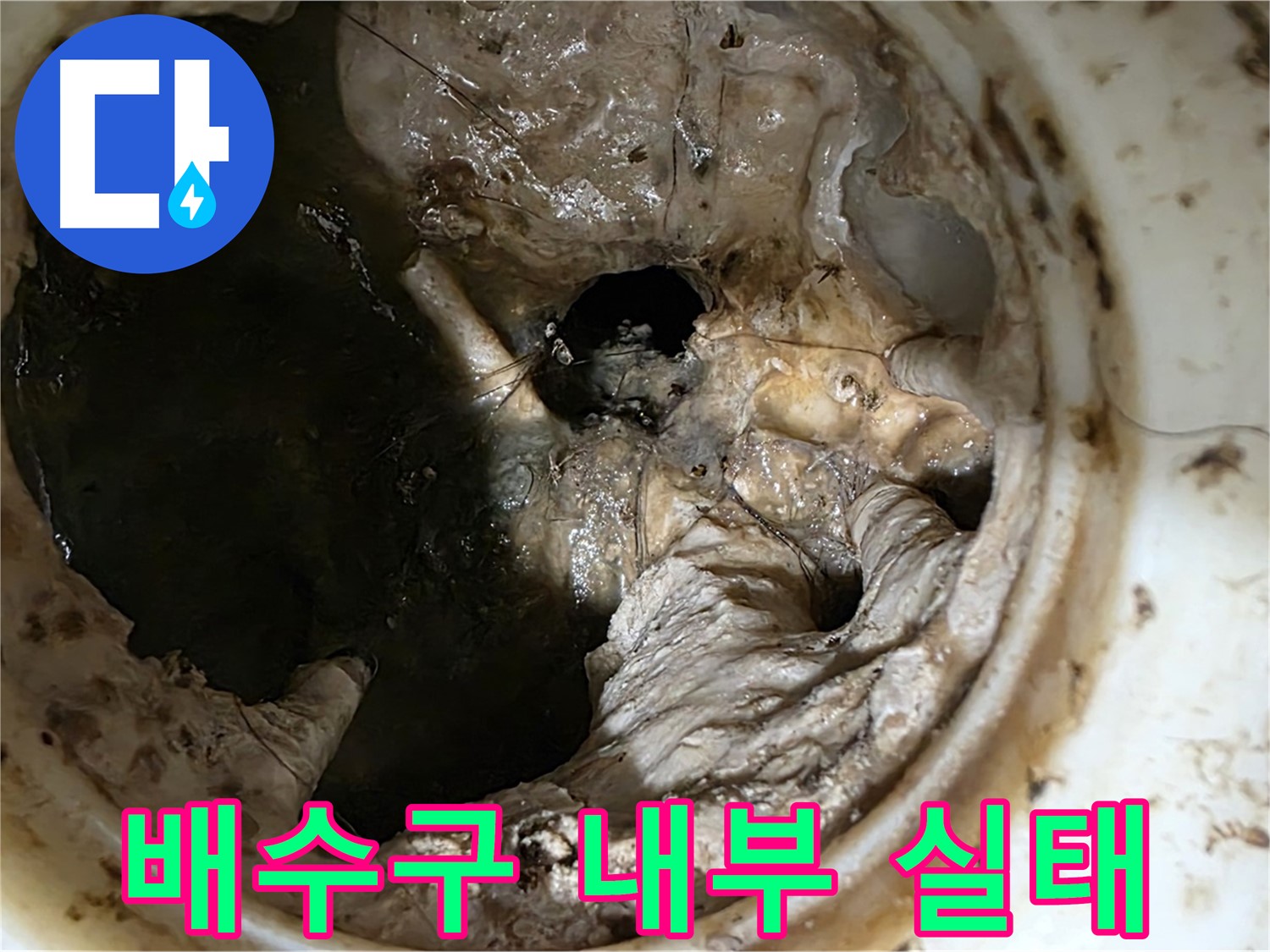 중계동 현대5차 211동 싱크대 배수구 내부 오염 - 누수 직전의 심각한 상태