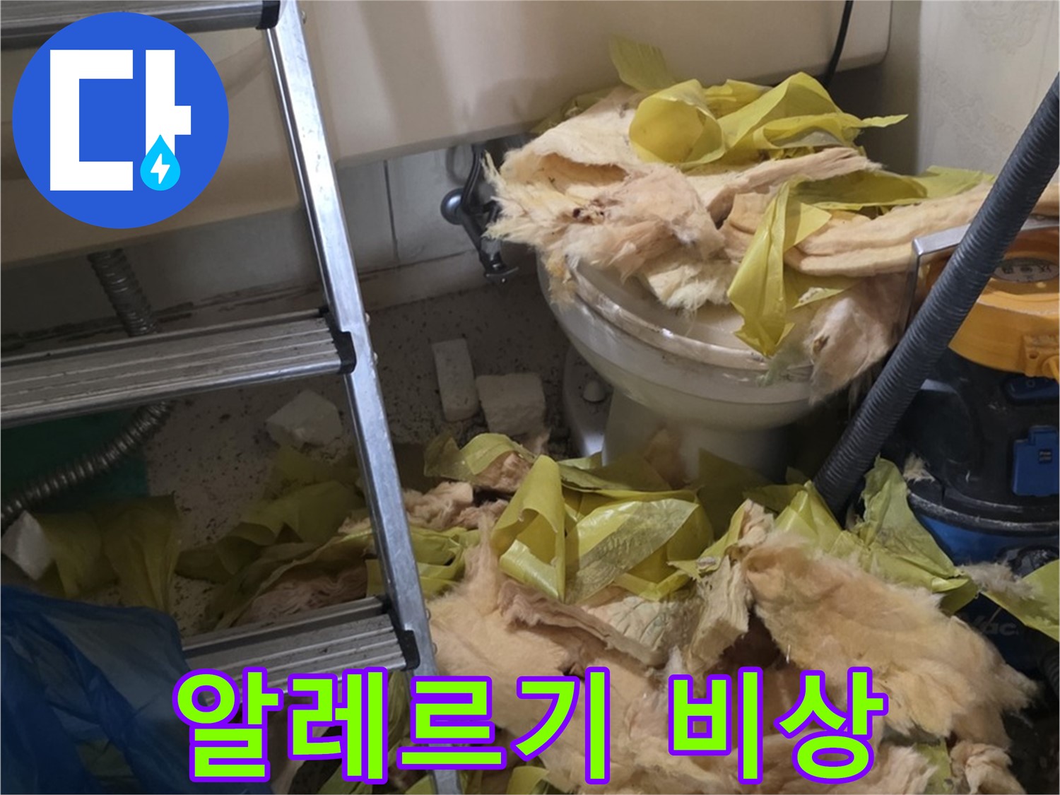 신사동 누수 현장 - 곰팡이와 먼지로 오염된 낡은 보온재 - 알레르기 유발
