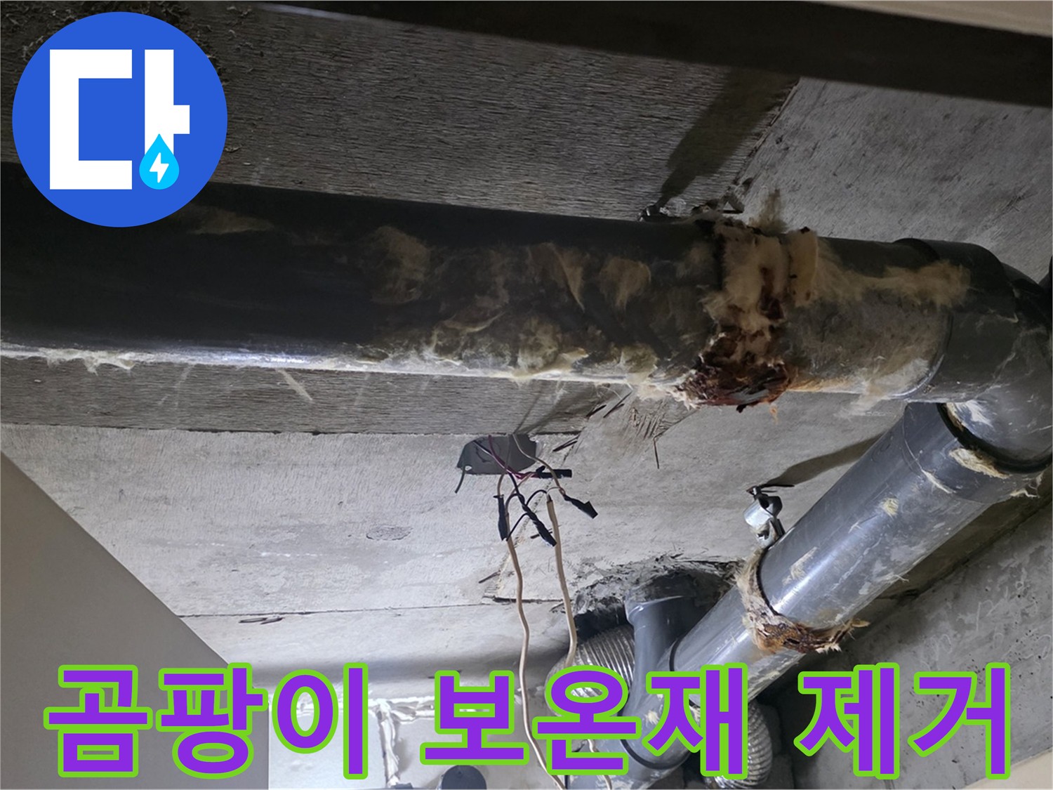 은평구 신사동 하수배관 - 곰팡이 슨 보온재 제거 과정