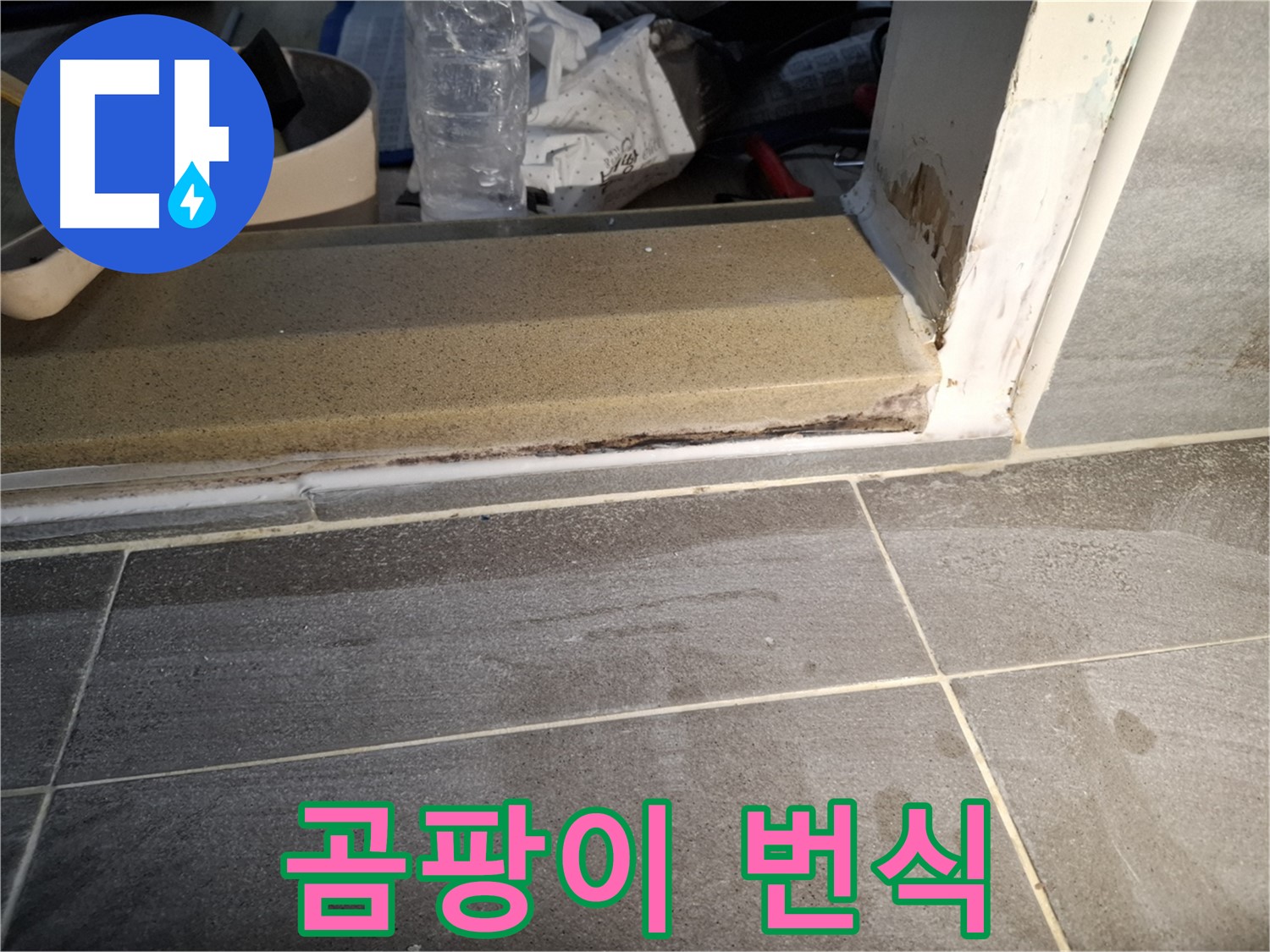 홍은빌라 욕실 문턱 누수 - 습기 때문에 곰팡이가 심하게 번식했어요