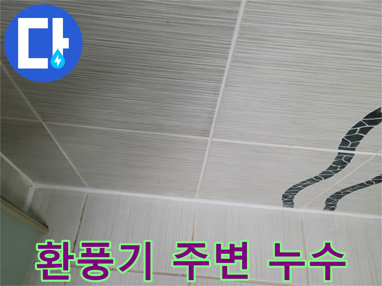 동두천 누수 - 화장실 환풍기 주변 천장에서 누수가 발생, 윗집 문제일 가능성이 있습니다.