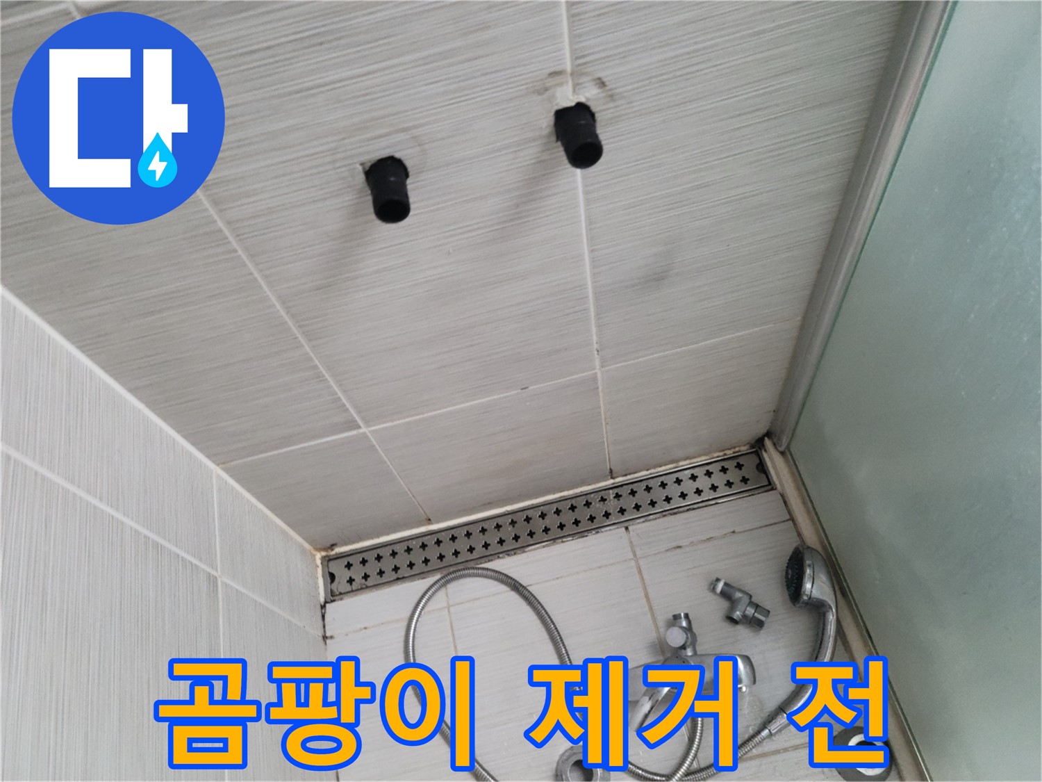 동두천 신창동 - 샤워기 주변 타일 틈새 곰팡이 제거 작업 전 - 깨끗한 욕실을 위한 준비