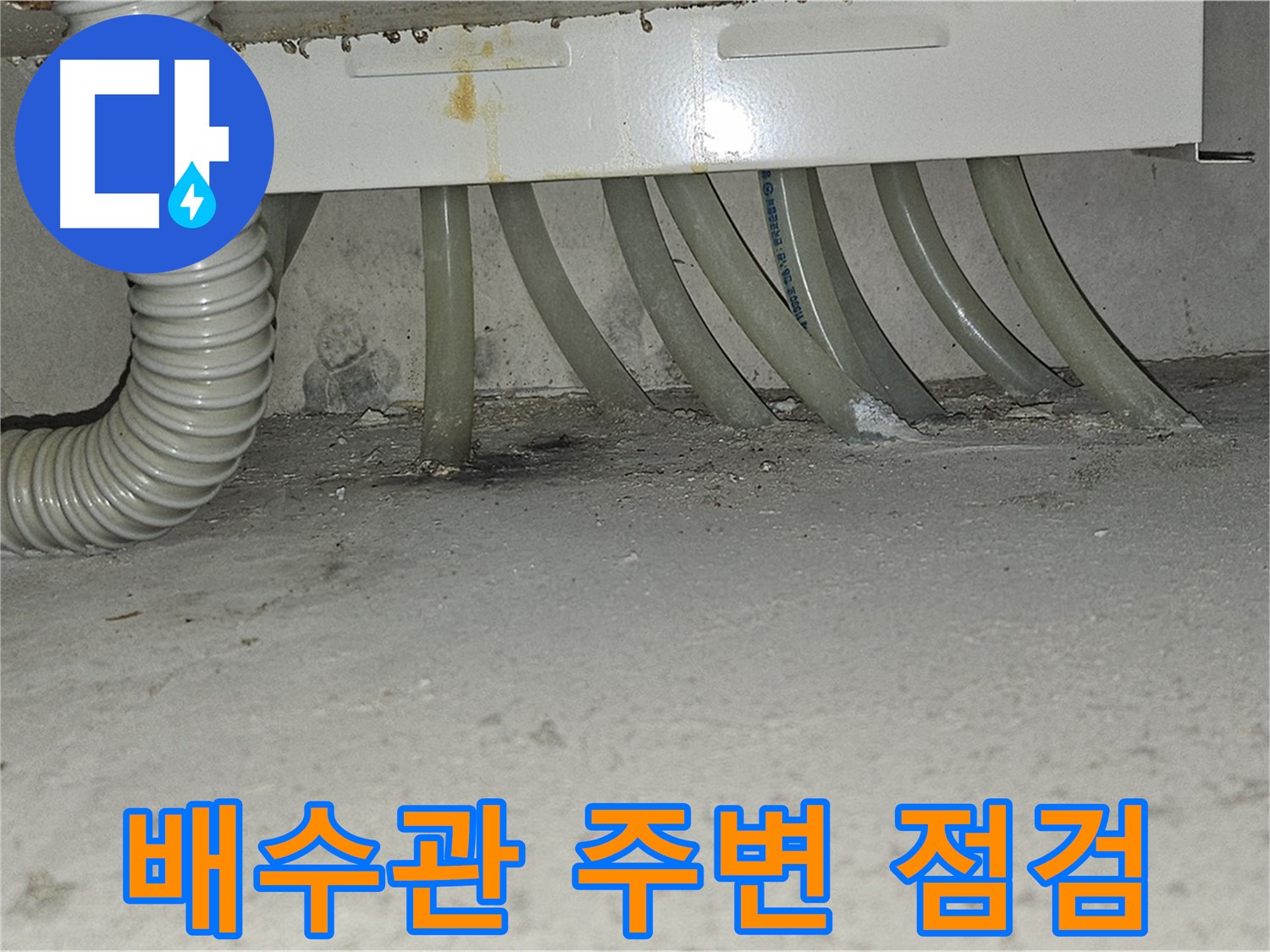 도봉동 현대시티 싱크대 누수 - 배수관 주변을 꼼꼼하게 점검하는 모습