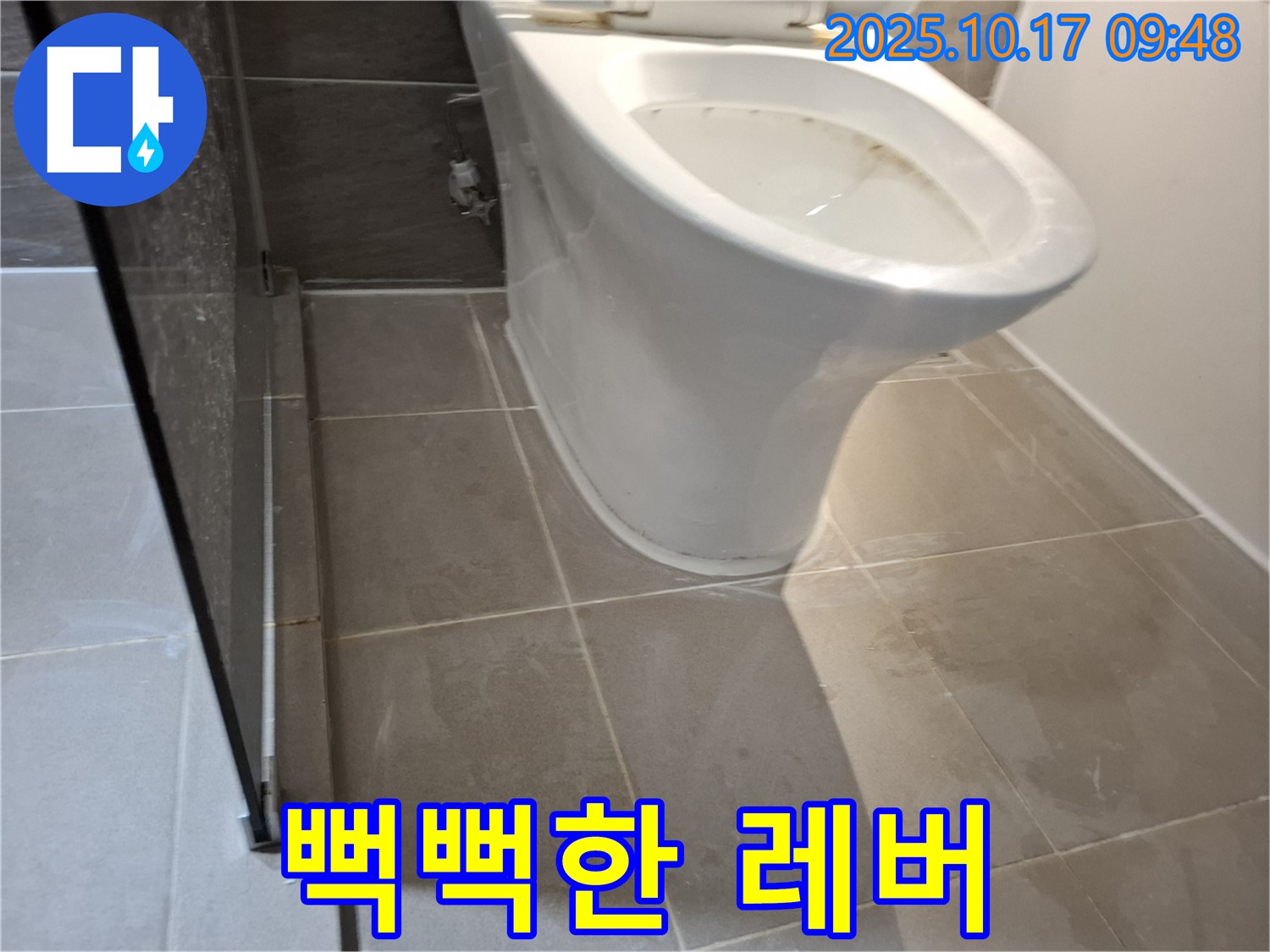 경기 성남 누수 현장에서 변기 물통 레버가 뻑뻑한 모습입니다 - 고장을 의심해야 합니다.
