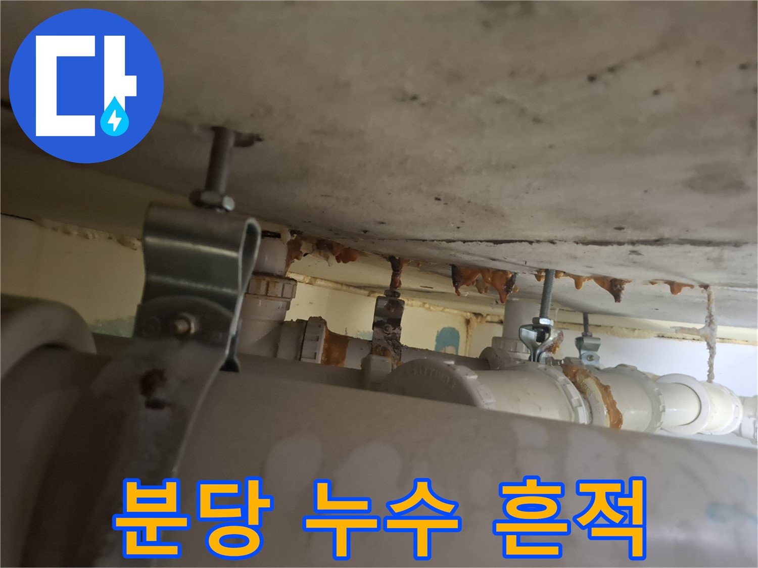 분당 봇들마을 아파트 - 배관 연결 부위 누수 흔적, 긴급 조치 진행