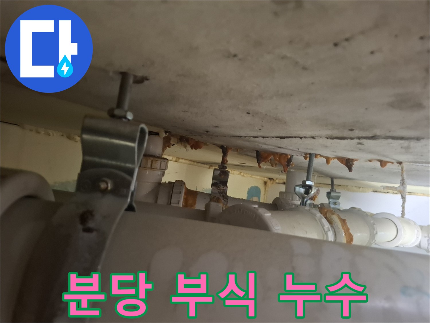 분당 봇들마을 아파트 - 배관 연결 부위 부식, 누수 발생 가능성 높음