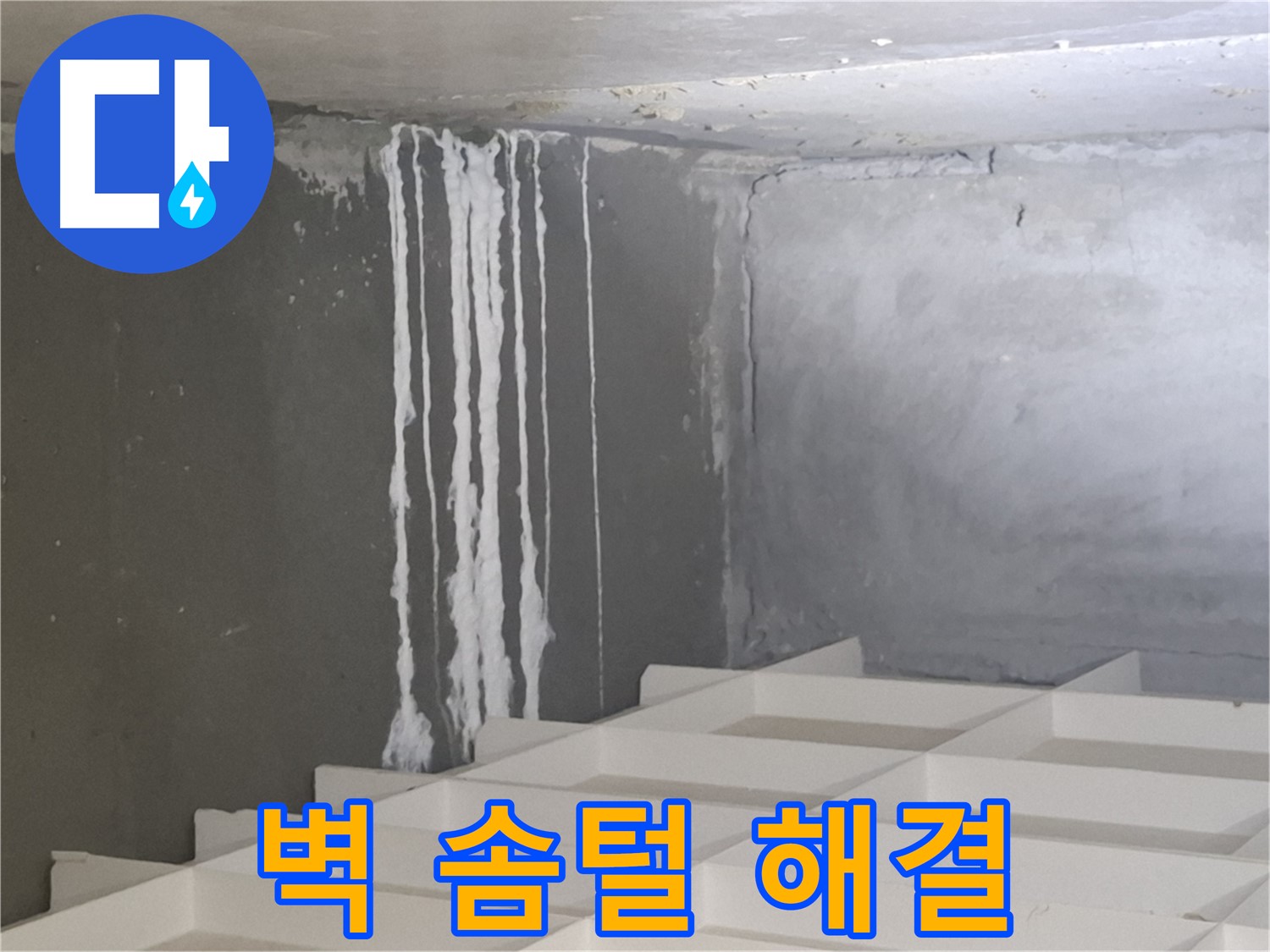 분당 삼평동 누수 해결 - 콘크리트 벽에 생긴 솜털 문제, 확실하게 해결해 드리는 전문 기술력