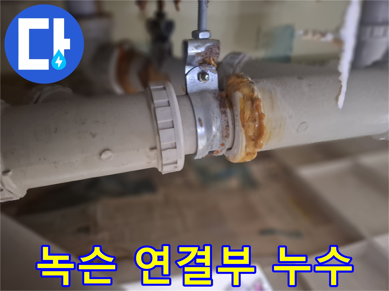 분당구 삼평동 봇들마을 아파트 누수 - 녹슨 배관 연결 부위에서 누수가 발생한 원인을 정밀 분석합니다.