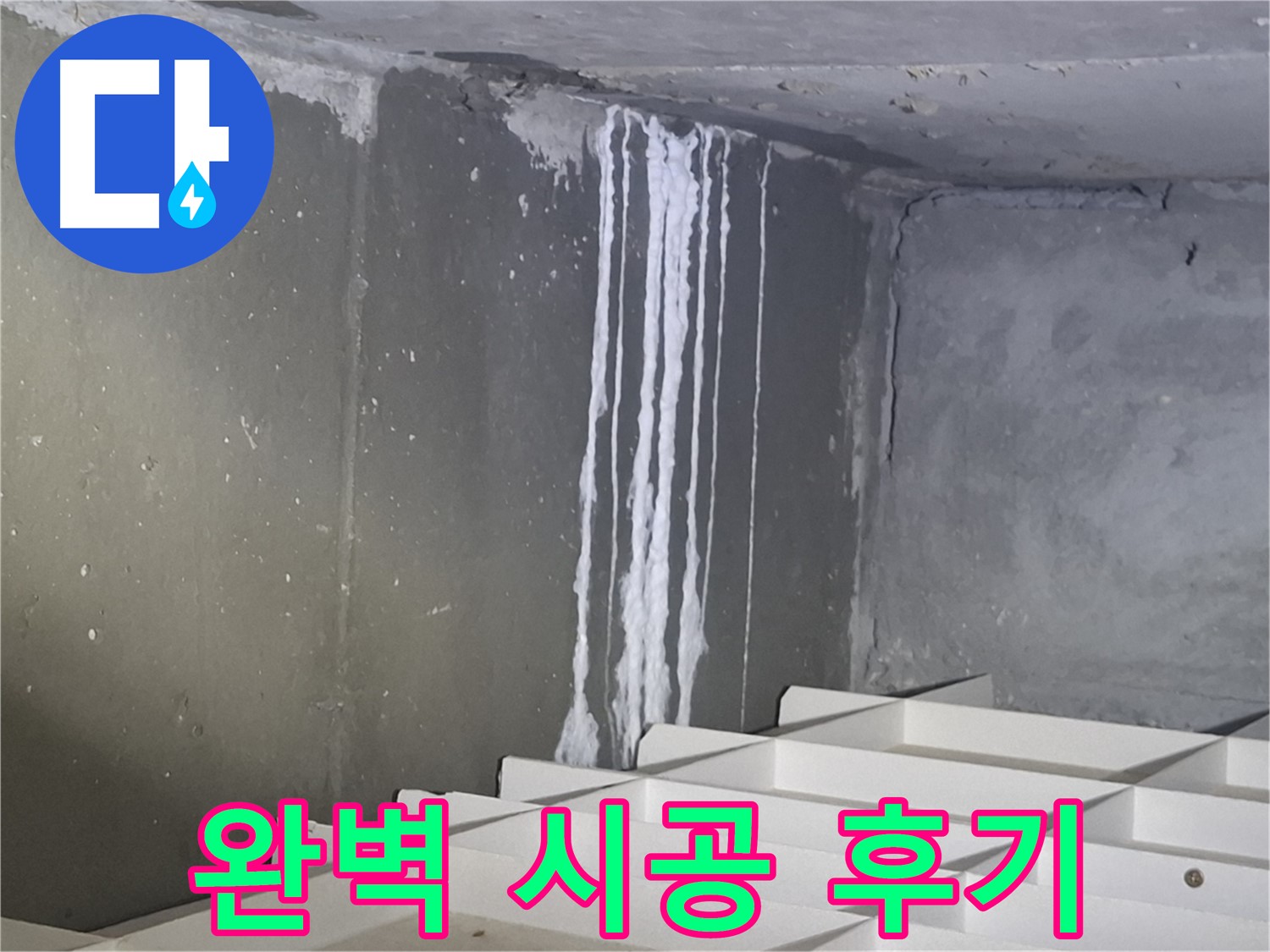 성남 삼평동 봇들마을 아파트 - 지하 석회 누수, 완벽 시공 후 고객 만족 후기!