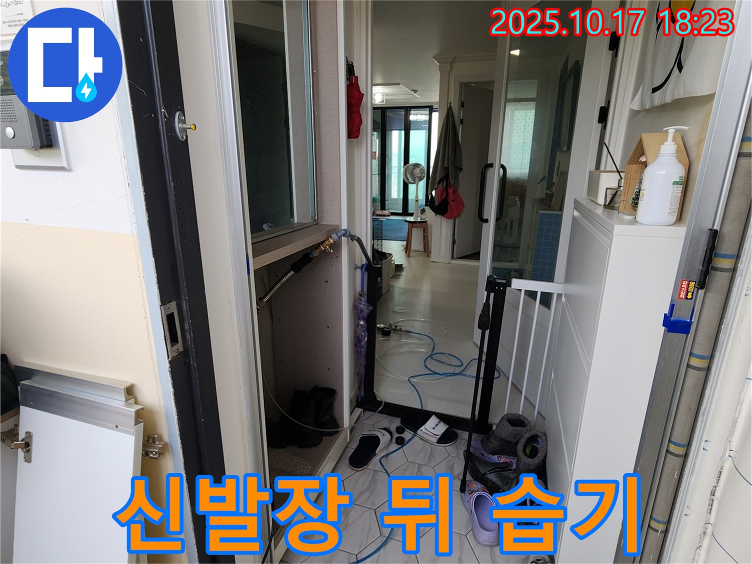 양주 상수리 누수 - 현관 신발장 뒤쪽 벽면 습기 및 곰팡이 발생 원인 분석