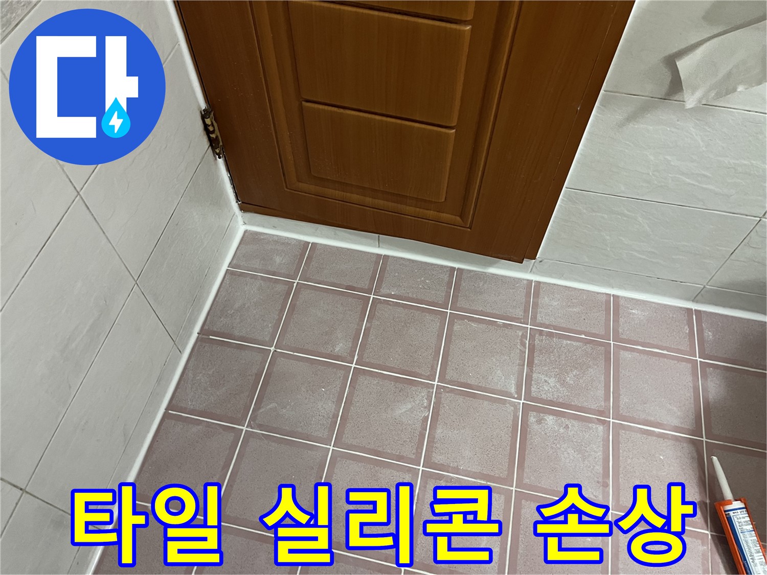 독산동 형제맨션빌 욕실 - 문턱 주변 타일과 실리콘 손상 확인