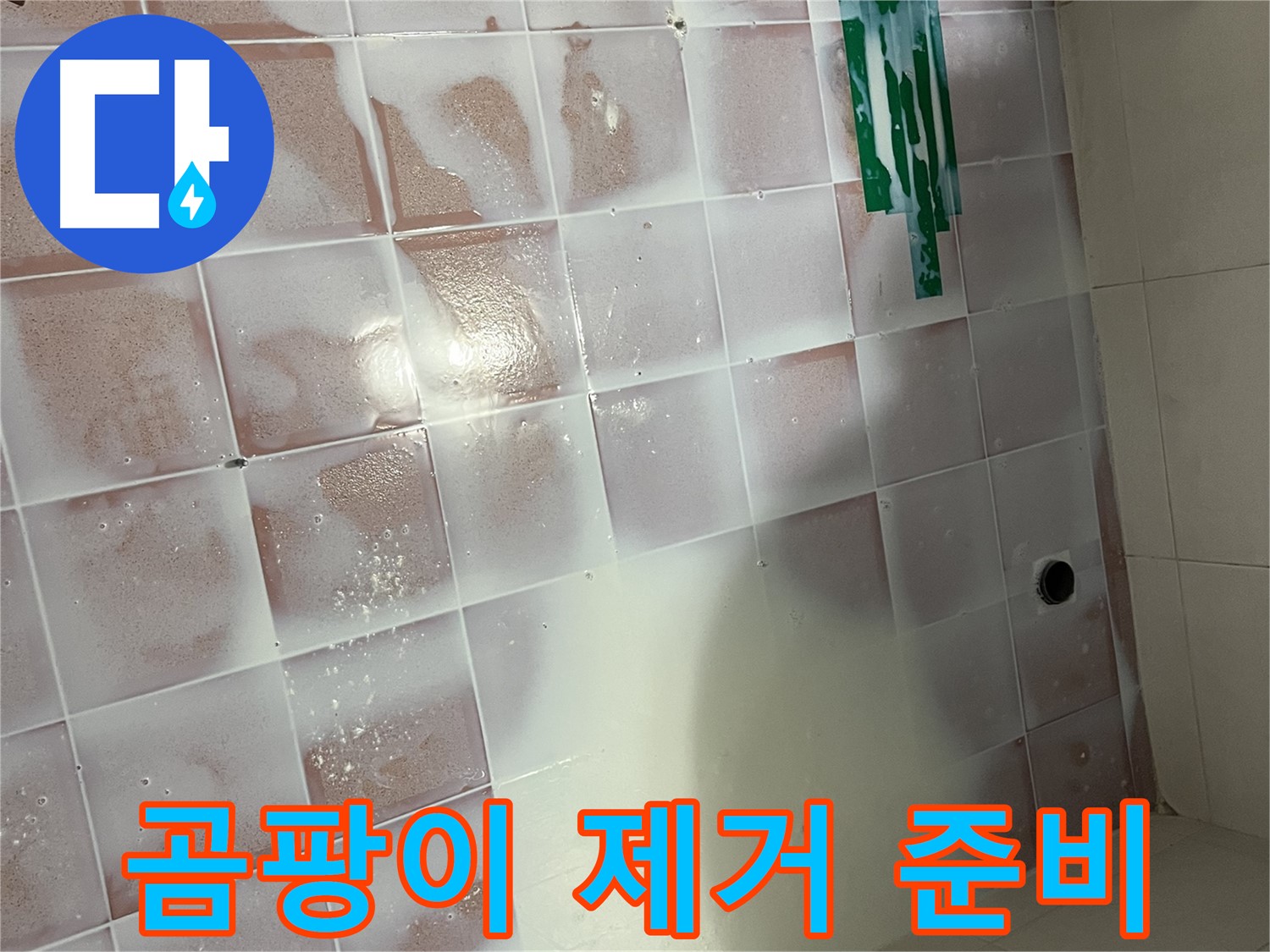 타일 틈새 곰팡이 - 제거 준비 완료