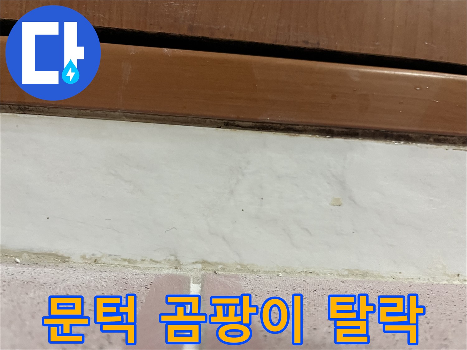형제맨션빌 누수 - 문턱 아래 타일 틈새 곰팡이와 백시멘트 탈락