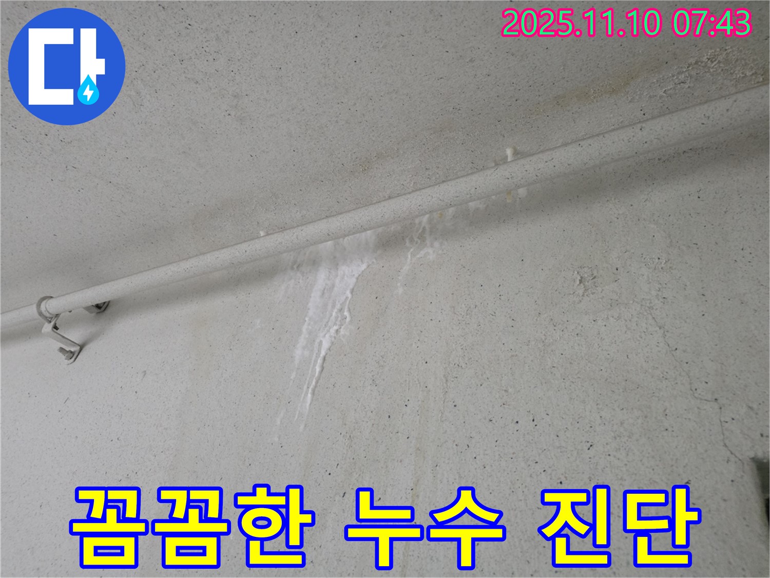 꼼꼼한 누수 진단 과정 - 안양 만안구 안양동 초원맨션에서 누수탐지 전문가가 꼼꼼하게 누수 진단을 진행하고 있습니다.