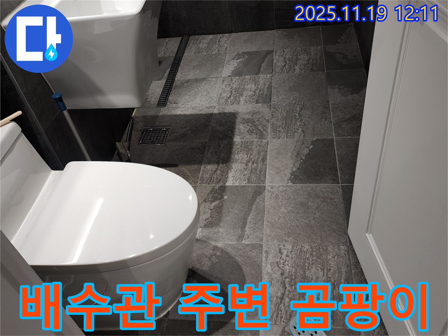 포천 내촌면 마명리 욕실 - 배수관 주변 곰팡이, 습한 환경 속 누수 의심