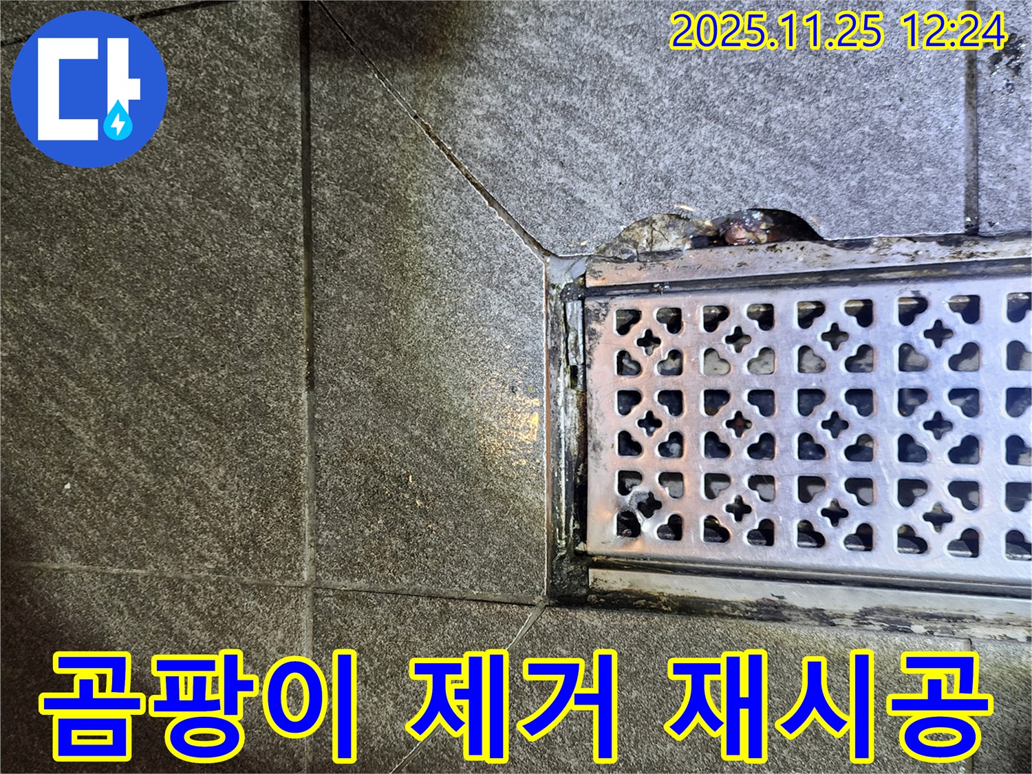 배수구 주변 곰팡이 제거 후 실리콘 재시공 - 깨끗하고 꼼꼼하게