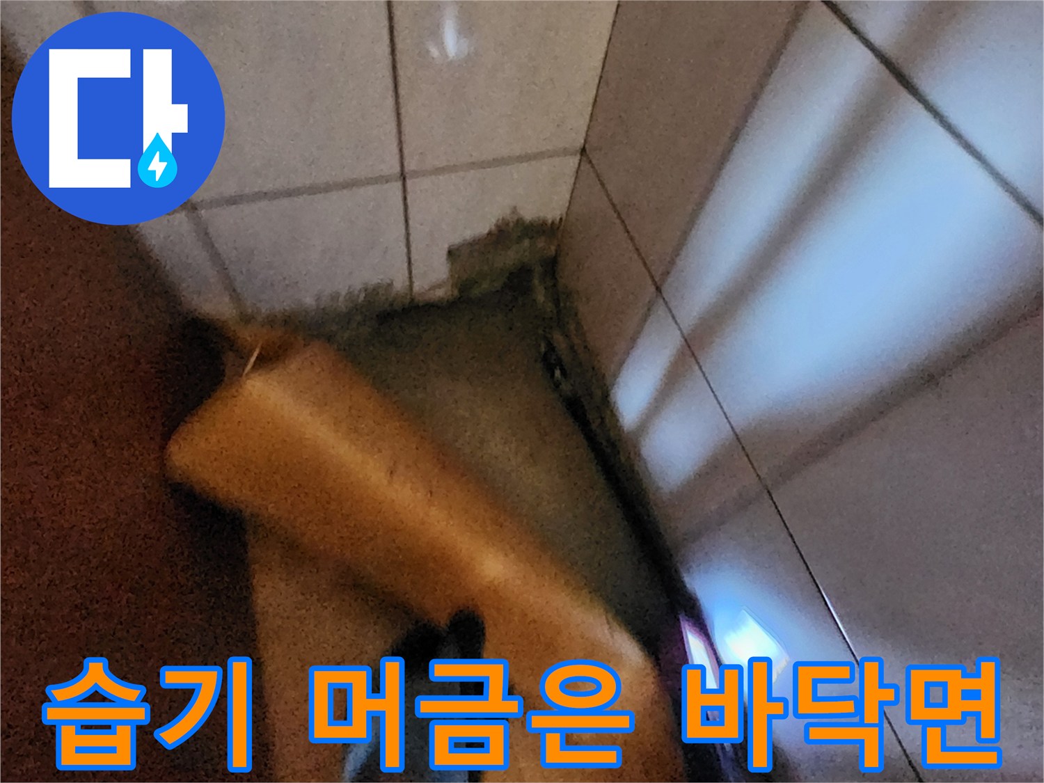 신북면 현장-타일 아래 젖어있는 배관 주변의 모습
