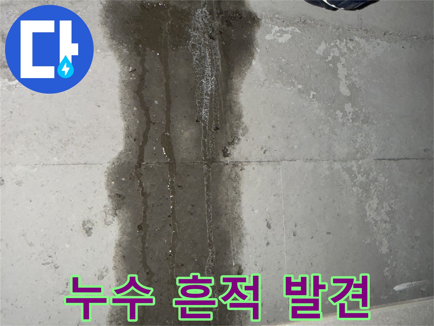 동두천 지행동 아파트 누수 - 천장에 젖은 누수 흔적