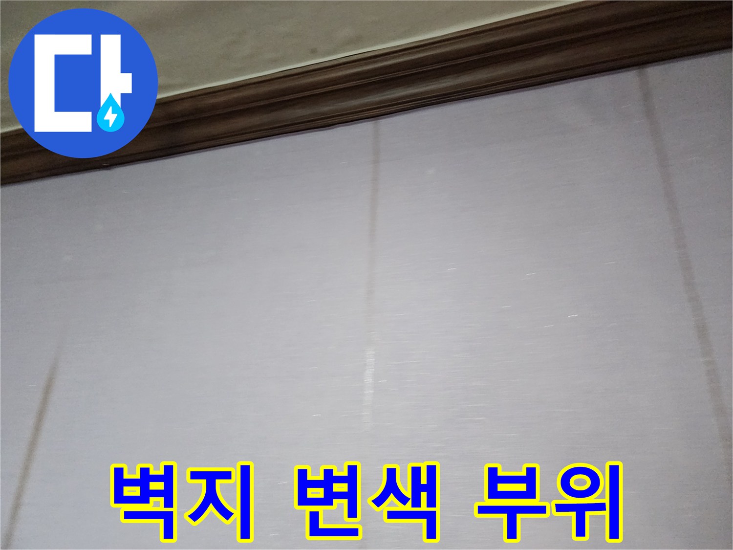 물기가 스며든-벽지의 어두운 얼룩 상태