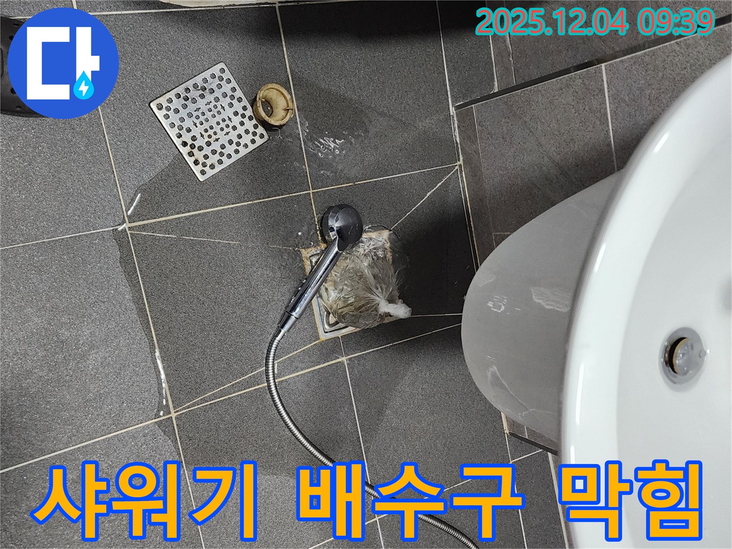 포천시 일동면 유동리 욕실 샤워기 배수구 막힘으로 인한 누수 현장 - 배수구 막힘 원인 파악 및 해결 과정