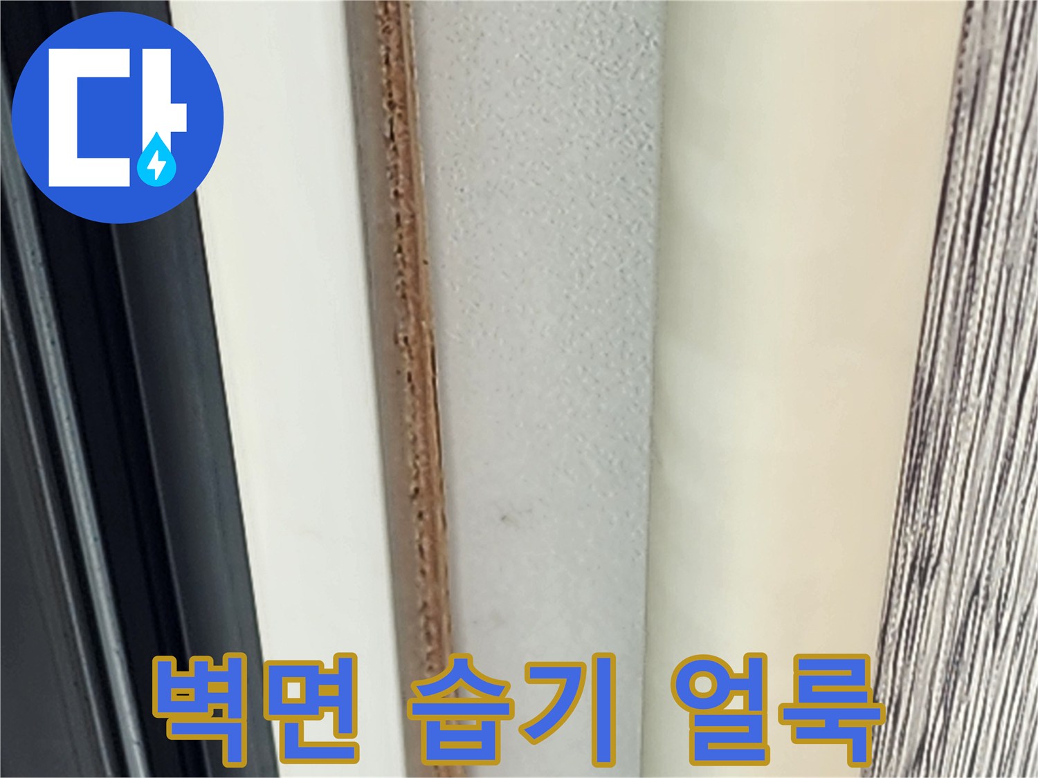 벽지 경계 부위-습기로 인한 변색 현상