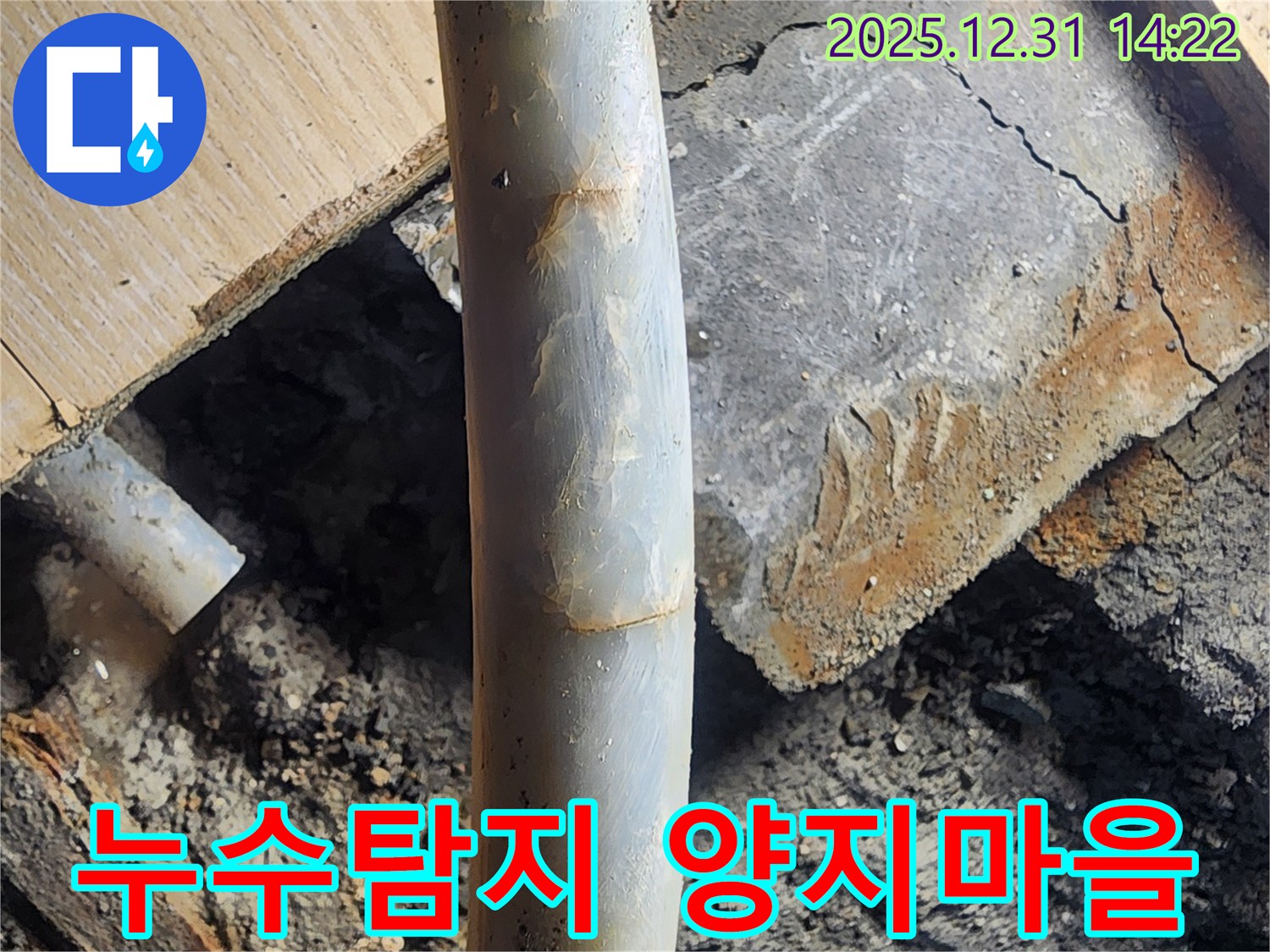 안산 고잔동 양지마을에서 발생한 누수 - 배관 손상으로 인한 누수 현장입니다.