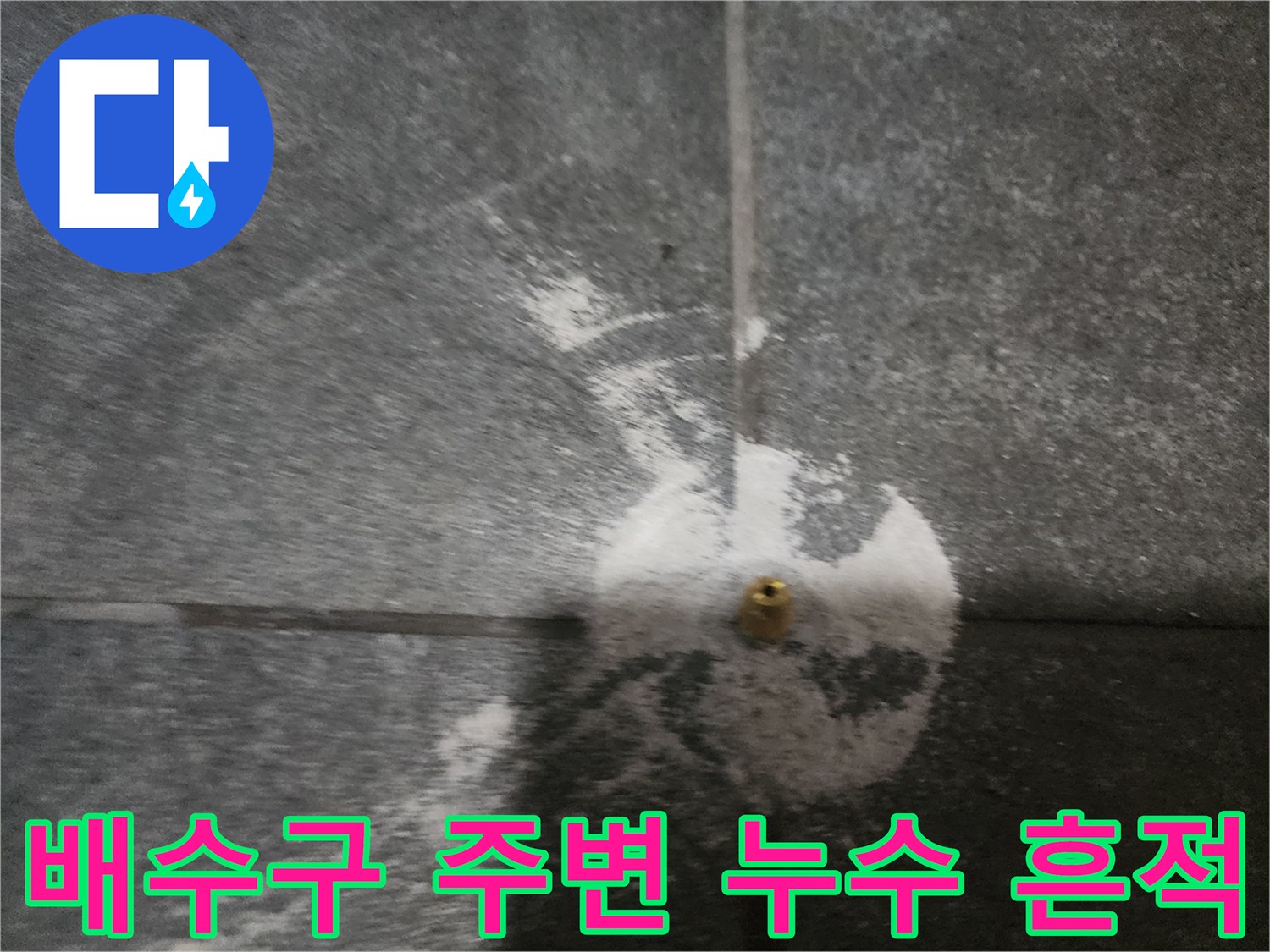 화장실 유가 주변-물샘으로 인한 타일 변색 및 가루 현상