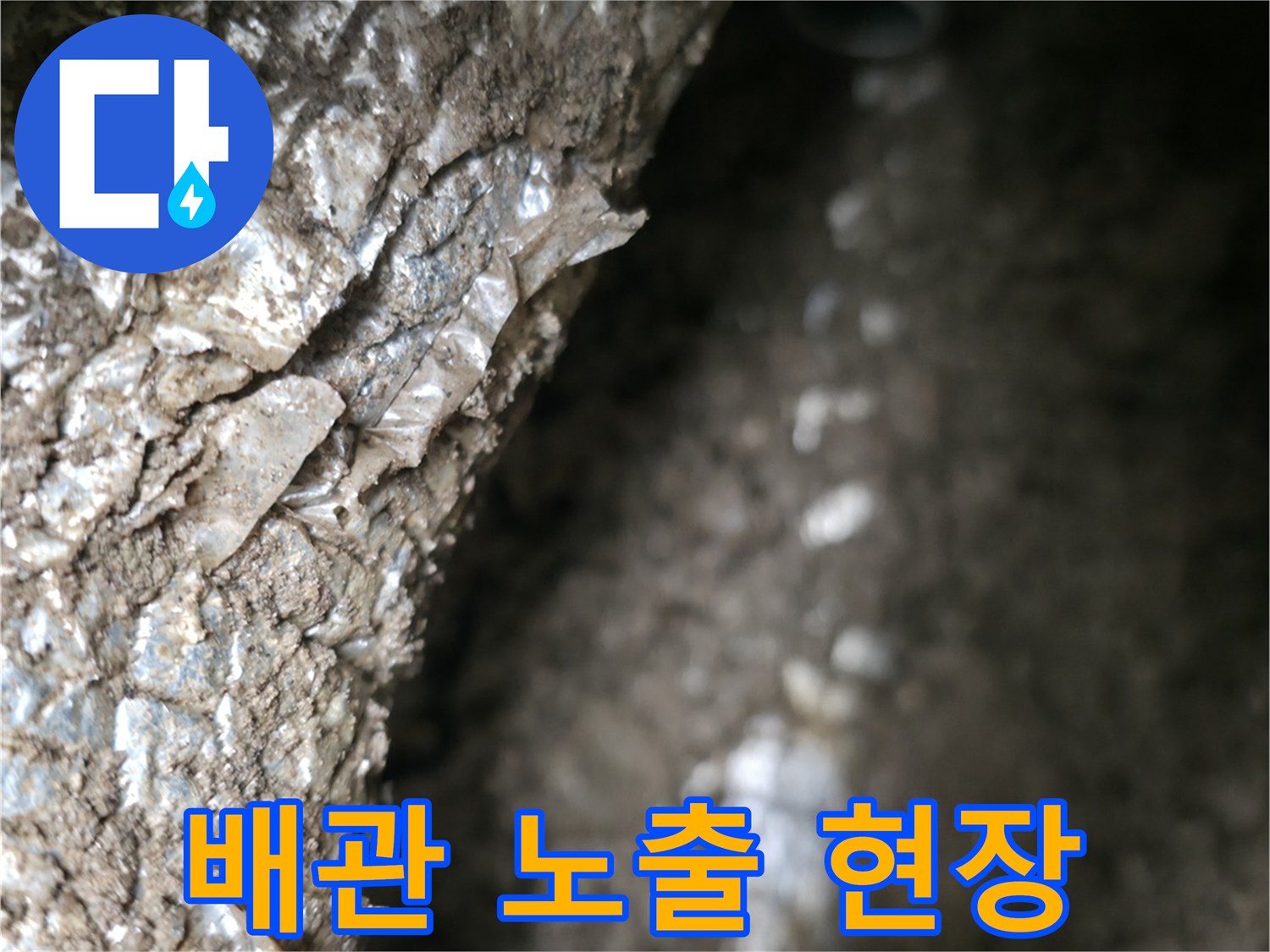 흙 속에-파묻혀있던-배관의-드러난-모습